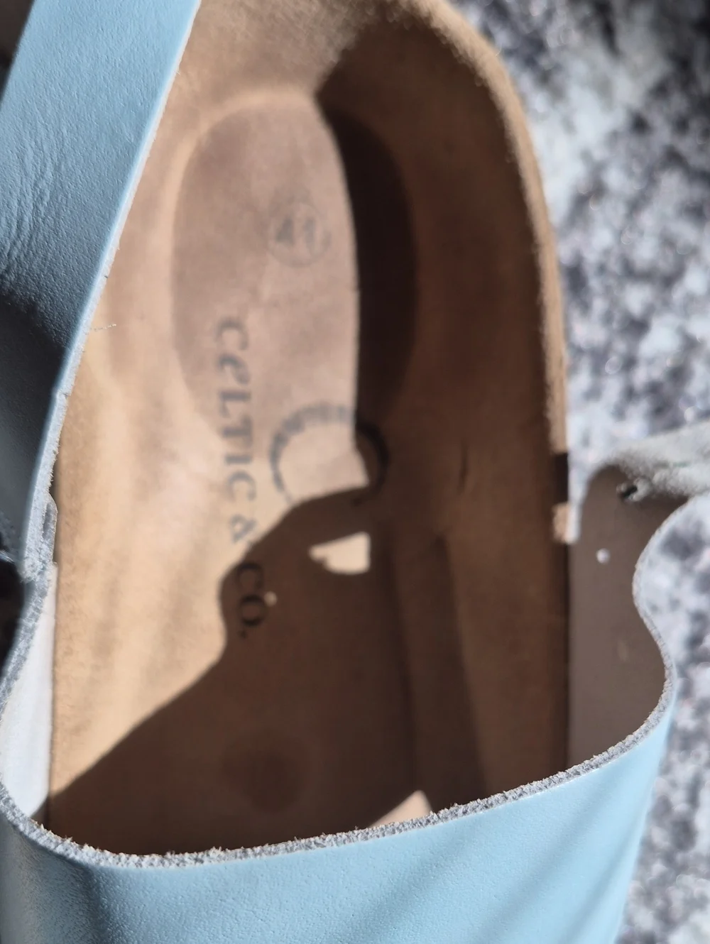 Women's Light Blue Leather Triple-Strap Sandals